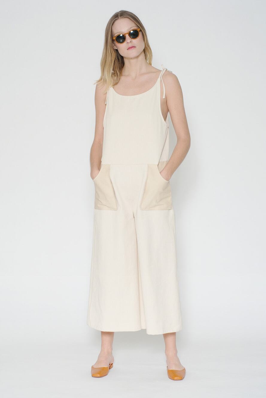 Wray XL Pocket Jumpsuit in Cream